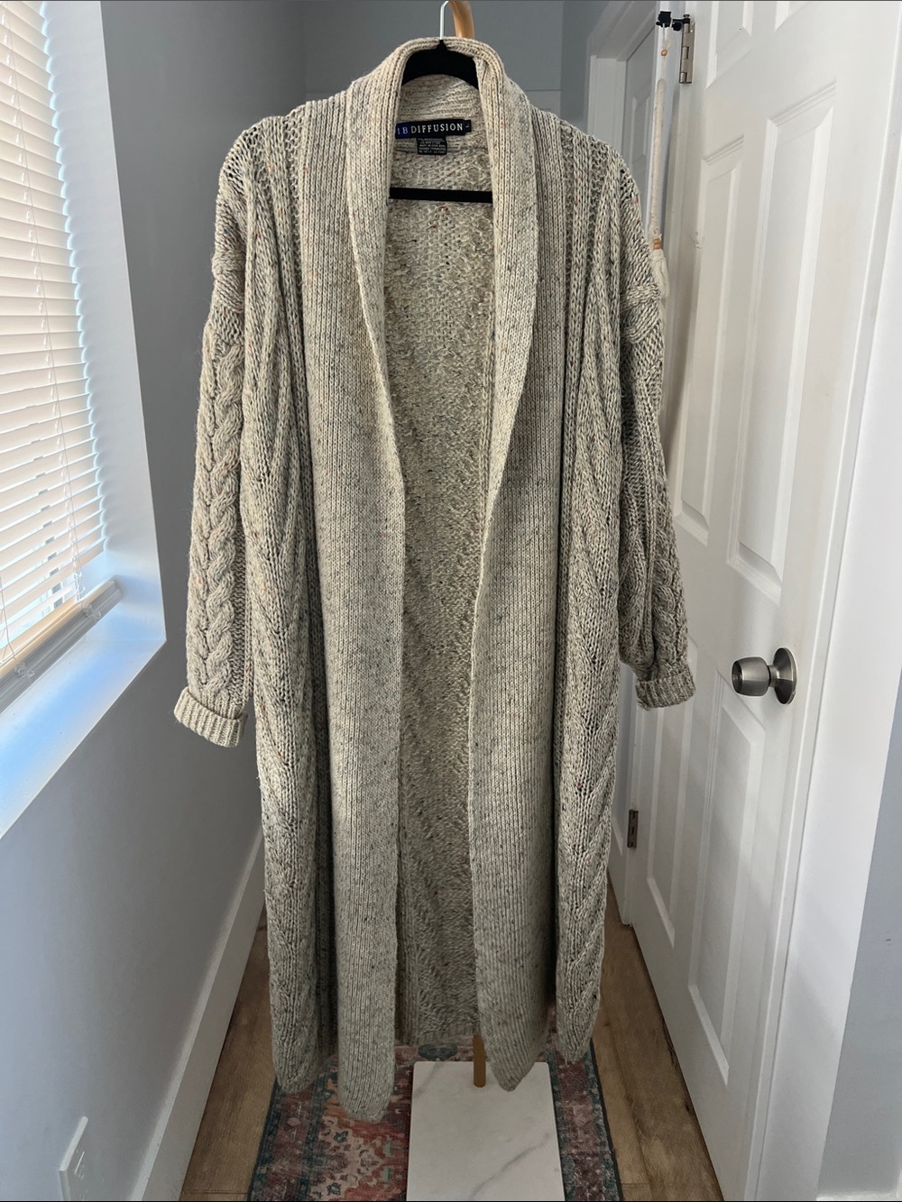IB Diffusion Vintage Heavyweight Neutral Speckled Long Chunky Cardigan Sweater L